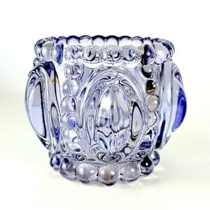 Vintage Purple Crown Boopie Crystal Glass Candle Holder Trinket Candy Dish